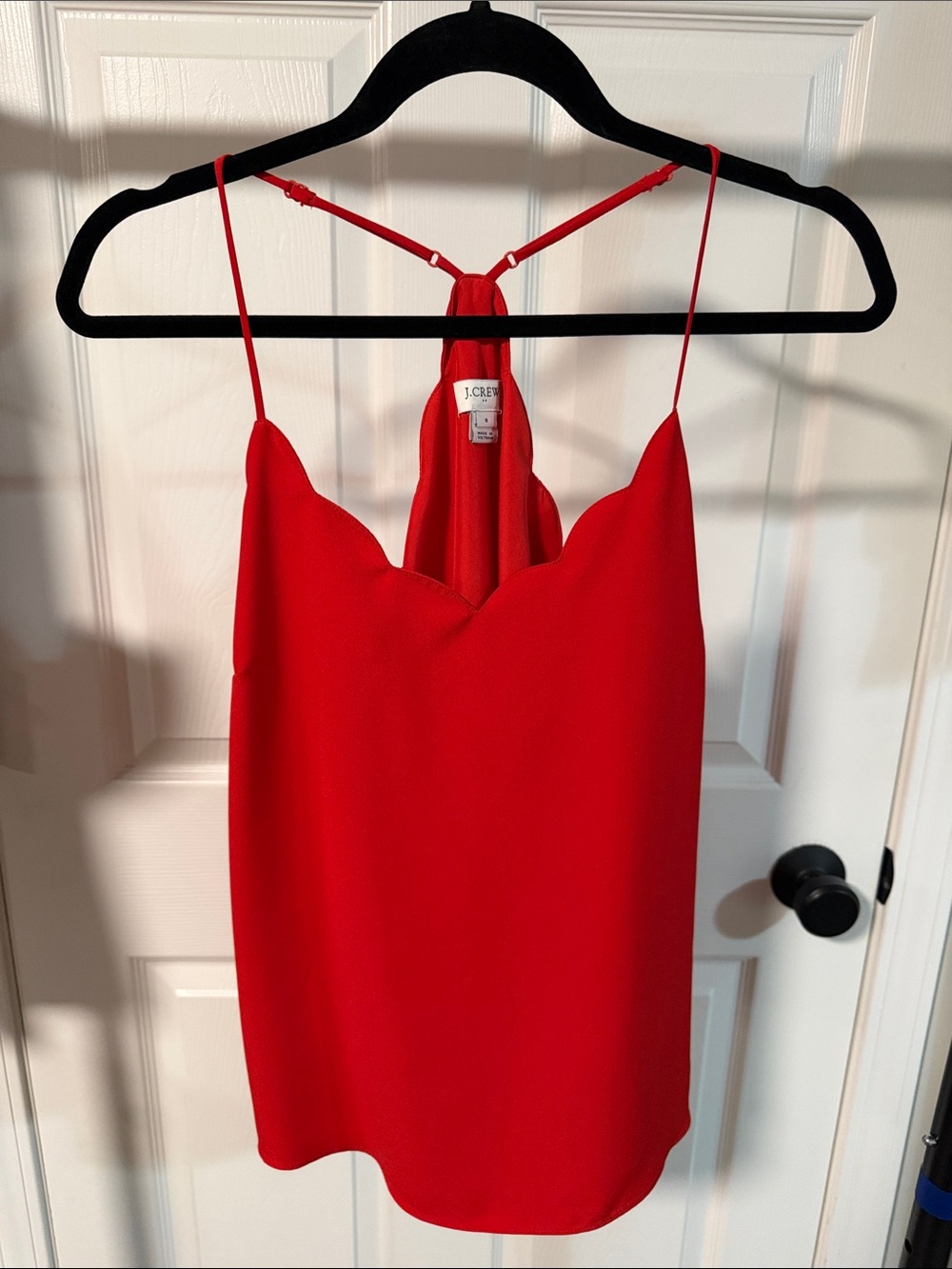 J. Crew Bright Red Scalloped Cami